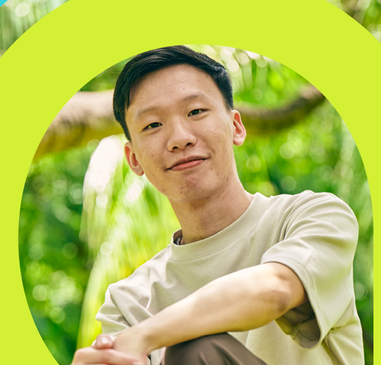 a blue and green background with a blue circle