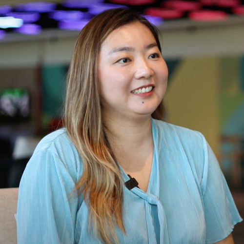 a person in a blue shirt