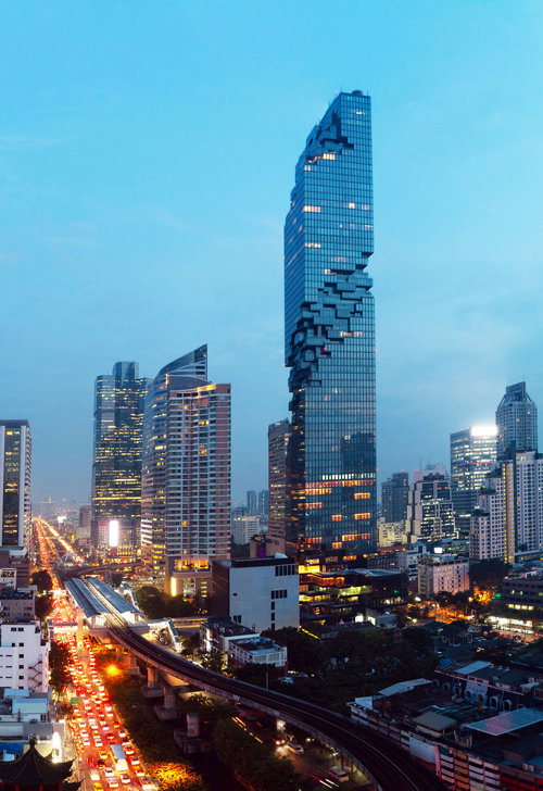 a city with a skyscraper