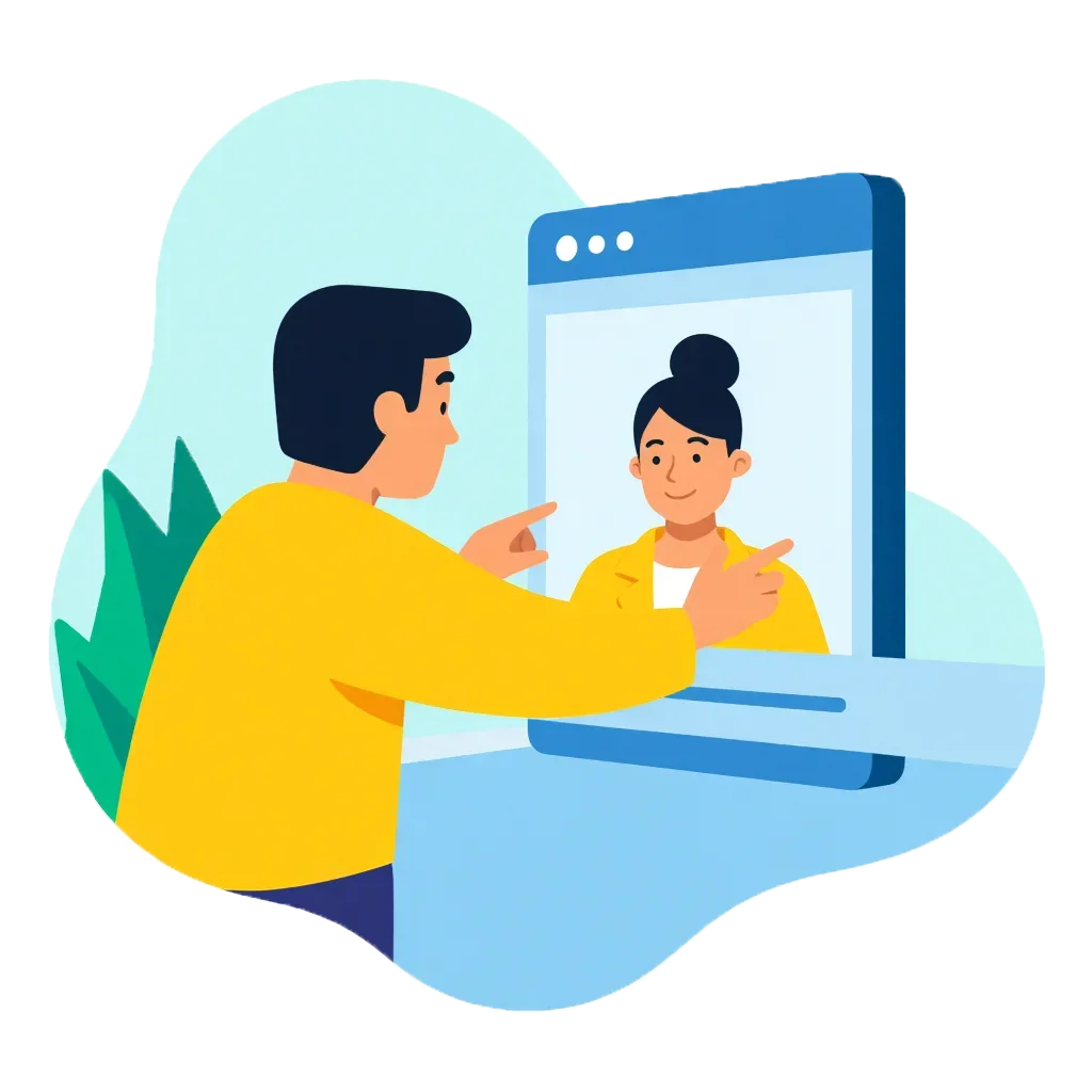 a person and person looking at a screen
