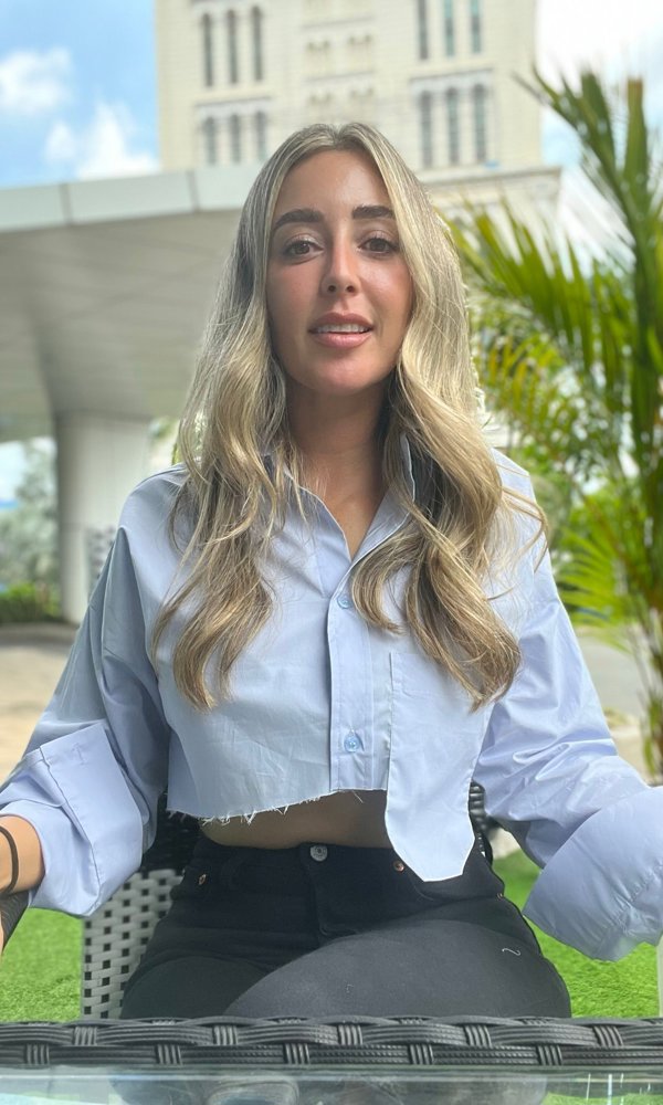 a woman sitting in a chair