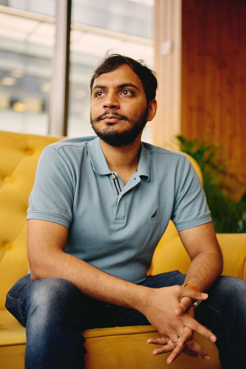 a man sitting on a couch