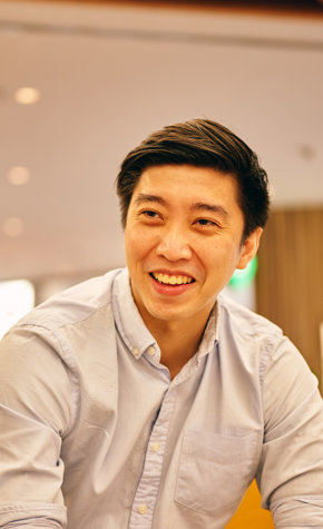 a person smiling at another person