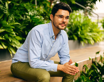 a man sitting on a bench