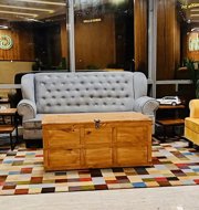 a couches and coffee table in a room